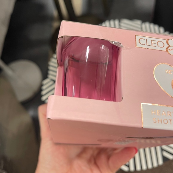 Pink Heart Glass Shot Glasses, set of 6 Cleo & June NIB - Picture 2 of 3